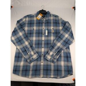 Men's XLT Carhartt Rugged Flex Relaxed Fit Plaid Shirt Blue TW5949-M New